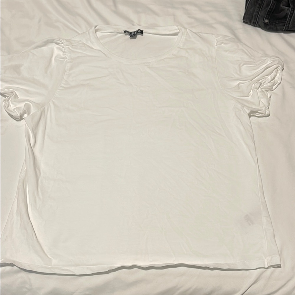 J.Crew Women's White Puff Sleeve Top